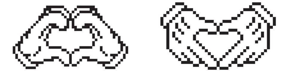 Black and white hands making heart filled outline icon, line vector sign, linear colorful pictogram isolated on white. Love symbol, logo illustration. Vector graphics