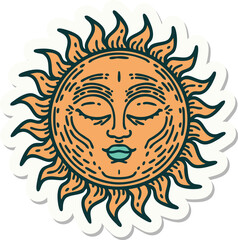 tattoo style sticker of a sun