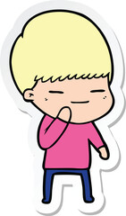 sticker of a cartoon smug boy