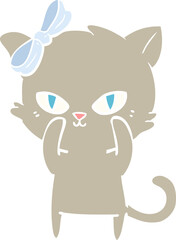 cute flat color style cartoon cat