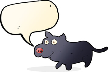 cartoon happy little dog with speech bubble