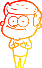 warm gradient line drawing cartoon smiling man