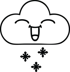 line drawing cartoon snow cloud