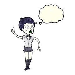 cartoon halloween girl with thought bubble