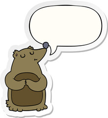 cartoon bear and speech bubble sticker
