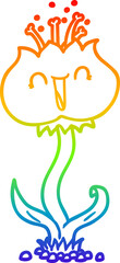 rainbow gradient line drawing cute cartoon flower