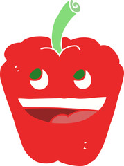 flat color illustration of a cartoon pepper