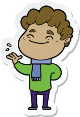 Obraz premium sticker of a cartoon friendly man