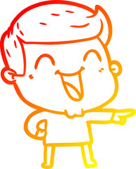 warm gradient line drawing cartoon man laughing