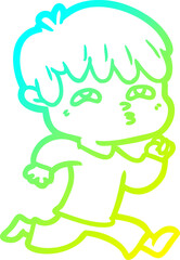 cold gradient line drawing cartoon man confused