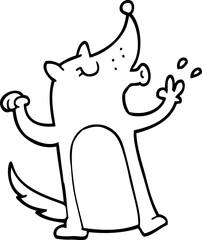 line drawing cartoon whistling wolf