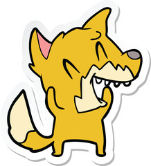 sticker of a laughing fox cartoon