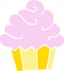 flat color illustration cartoon cupcake