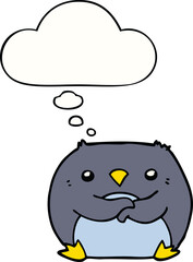 cartoon penguin and thought bubble