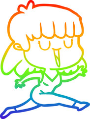 rainbow gradient line drawing cartoon woman