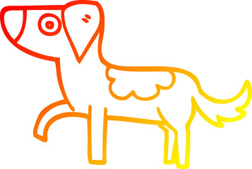 warm gradient line drawing cartoon standing dog