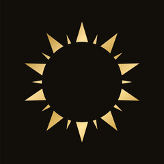 Gold boho celestial sun icon logo. Simple modern abstract design for templates, prints, web, social media posts