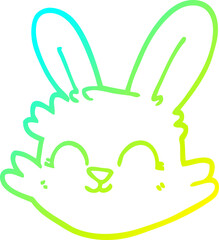 cold gradient line drawing cartoon happy rabbit