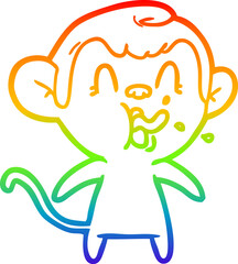 rainbow gradient line drawing crazy cartoon monkey