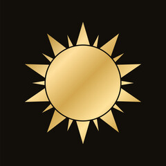 Gold boho celestial sun icon logo. Simple modern abstract design for templates, prints, web, social media posts