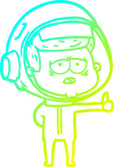 cold gradient line drawing cartoon tired astronaut