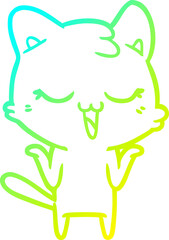 cold gradient line drawing cartoon cat
