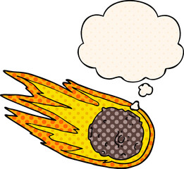 cartoon comet and thought bubble in comic book style