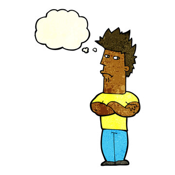 recommend clip art: cartoon man sulking with thought bubble