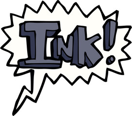 ink cartoon  with speech bubble