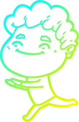 Naklejka premium cold gradient line drawing cartoon friendly man