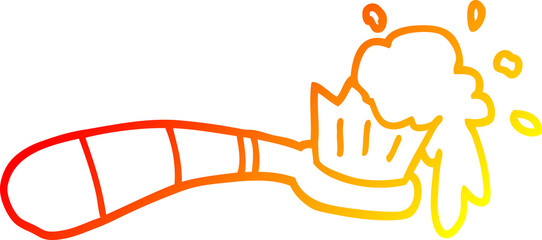 warm gradient line drawing cartoon toothbrush