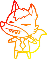 warm gradient line drawing angry wolf boss cartoon