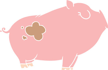 flat color style cartoon pig
