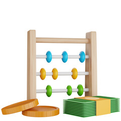 3D Icon Illustration Calculation of Money With an Abacus