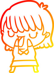warm gradient line drawing cartoon woman