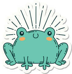 sticker of tattoo style happy frog