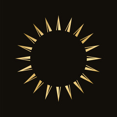 Golden celestial sun rays frame. Simple modern abstract design for templates, prints, web, social media posts