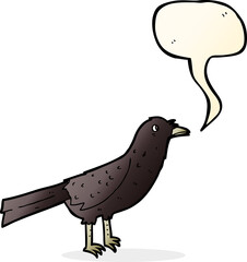 cartoon crow with speech bubble