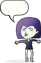 cartoon vampire girl with speech bubble