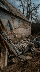 Fototapeta na wymiar war Ukraine combat missiles rocket Russian army destruction pain genocide 