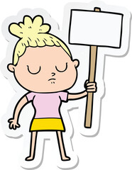 sticker of a cartoon calm woman