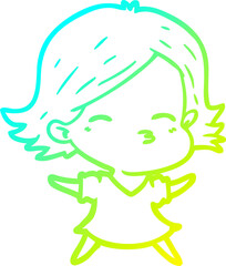 Obraz premium cold gradient line drawing cartoon woman