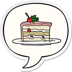 cartoon tasty dessert;cake and speech bubble sticker