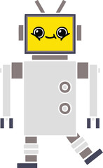 flat color retro cartoon robot