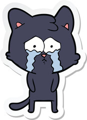 Obraz premium sticker of a cartoon crying cat