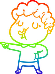 rainbow gradient line drawing cartoon man singing