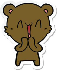 sticker of a happy bear cartoon