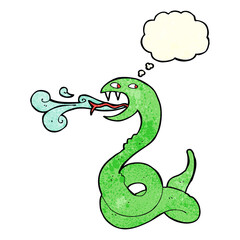 cartoon hissing snake with thought bubble