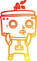 warm gradient line drawing cartoon robot