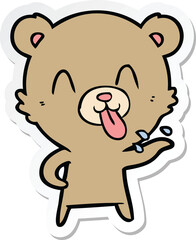 sticker of a rude cartoon bear